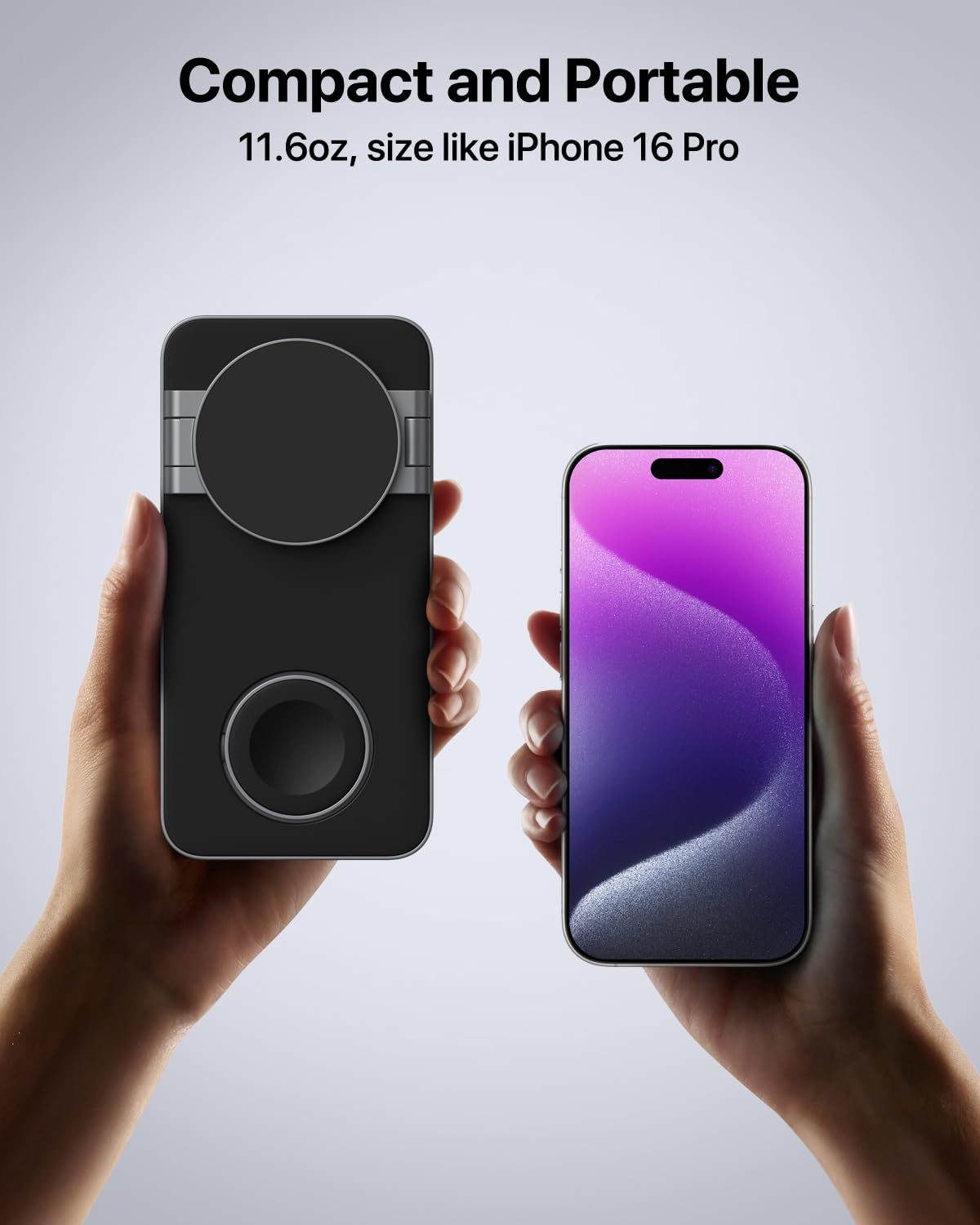 3 in 1 Wireless Charging Station, Magnetic Foldable Fast Mag-safe Charger Stand Compatible with Apple Devices iPhone Air/17/16/15/14/13/12, Apple Watch Ultra/SE/10/9/8/7/6/5/4, AirPods Pro/3/2 (Black)