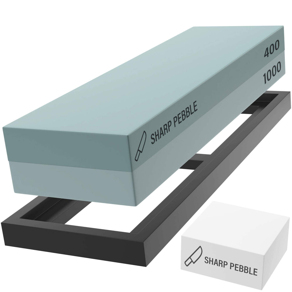 Sharp Pebble Premium Whetstone Sharpening Stone 2 Side Grit 400/1000-Whetstone Knife Sharpener with Flattening Stone & Nonslip Rubber Base