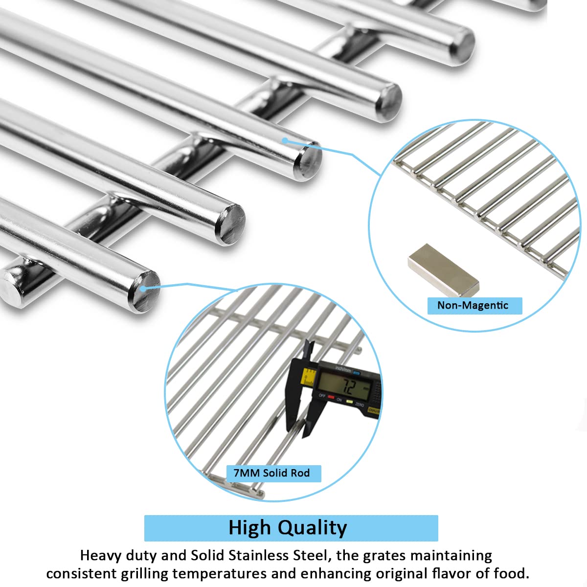 17 1/4 inch Cooking Grates for Grill Master 720-0670E, Broil-Mate 7020-54, 7020-64, 7123-64, 7123-64H, Stainless Steel Replacement Grill Grid for Master Forge 1010037 Gas Grill Parts