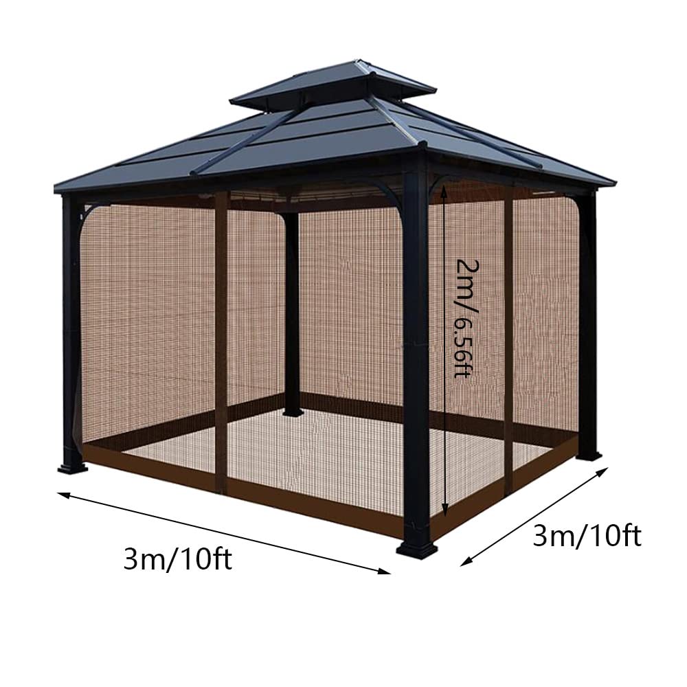10 x 10 ft Gazebo Mosquito Netting Canopy Mosquito Netting, Universal Replacement Screen Walls Picnic Canopy Outdoor Sun Shade with Zippers