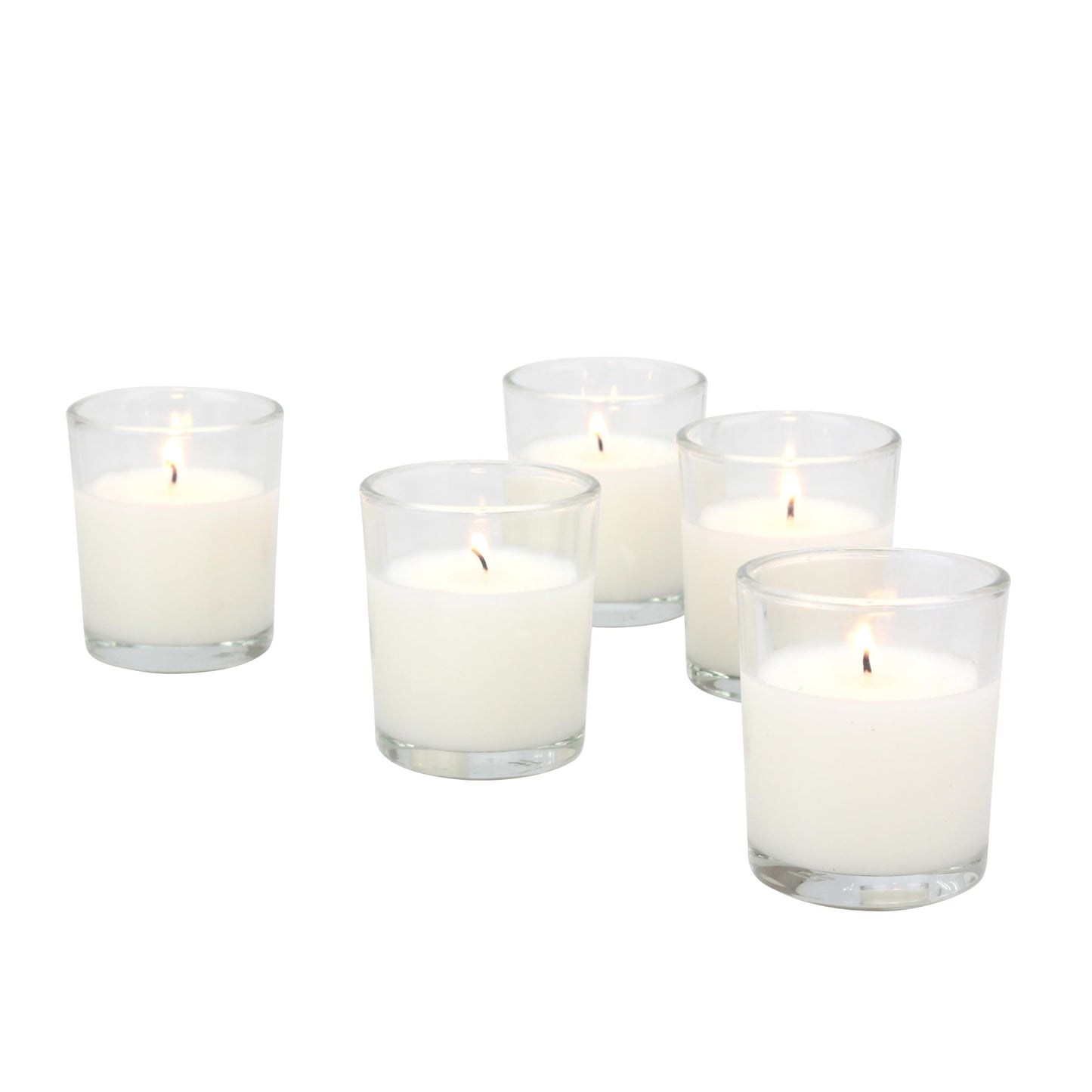 Stonebriar Unscented Votive Candles – 12 Hour Long Burning, Clear Glass Holders, Wax Filled, Bulk Set for Weddings, Events, Home Decor, Emergency Use, White, 48 Count