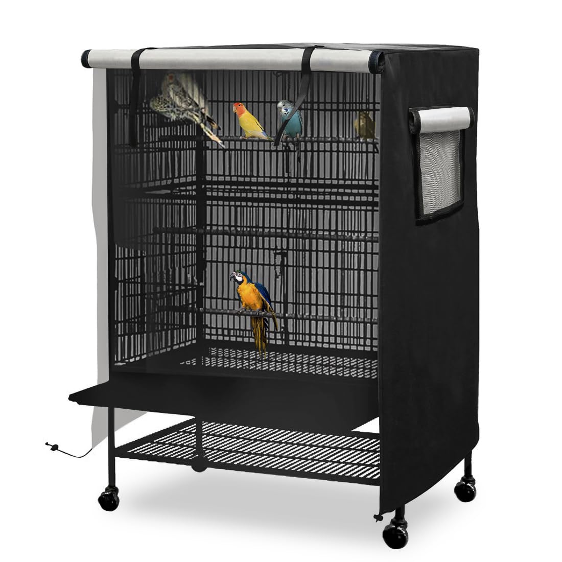 DECKALY Universal Bird Cage Cover, Black, L - 31”L×22”W×41”H, Sunlight & UV Protection, Waterproof, Fits Most 2-Tier Pet Cages