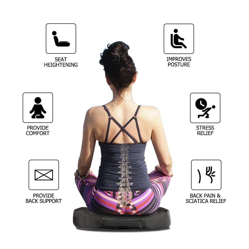 QYILAY Leather Car Memory Foam Heightening Seat Cushion for Short People Driving,Hip(Coccyx/Tailbone) and Lower Back Pain Relief Butt Pillows,for Truck,SUV,Office Chair,Wheelchair,etc.