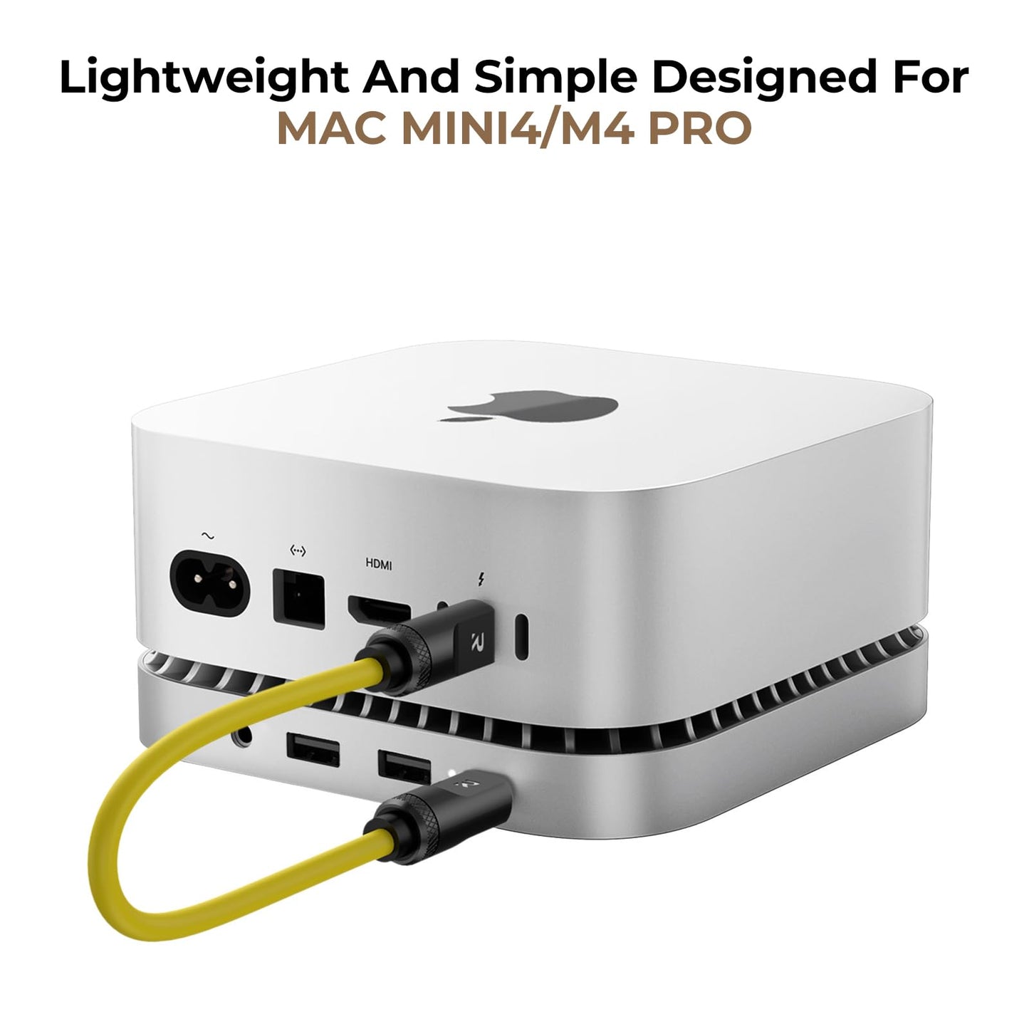 40Gbps Aluminum Hub & Stand for New M4/M4 Pro Mac mini (2024) with 40Gbps NVMe/M.2 SSD Enclosure, 2X USB-A, USB-C Host, 3.5mm Audio – Compatible with All New Mac mini M4/M4 Pro