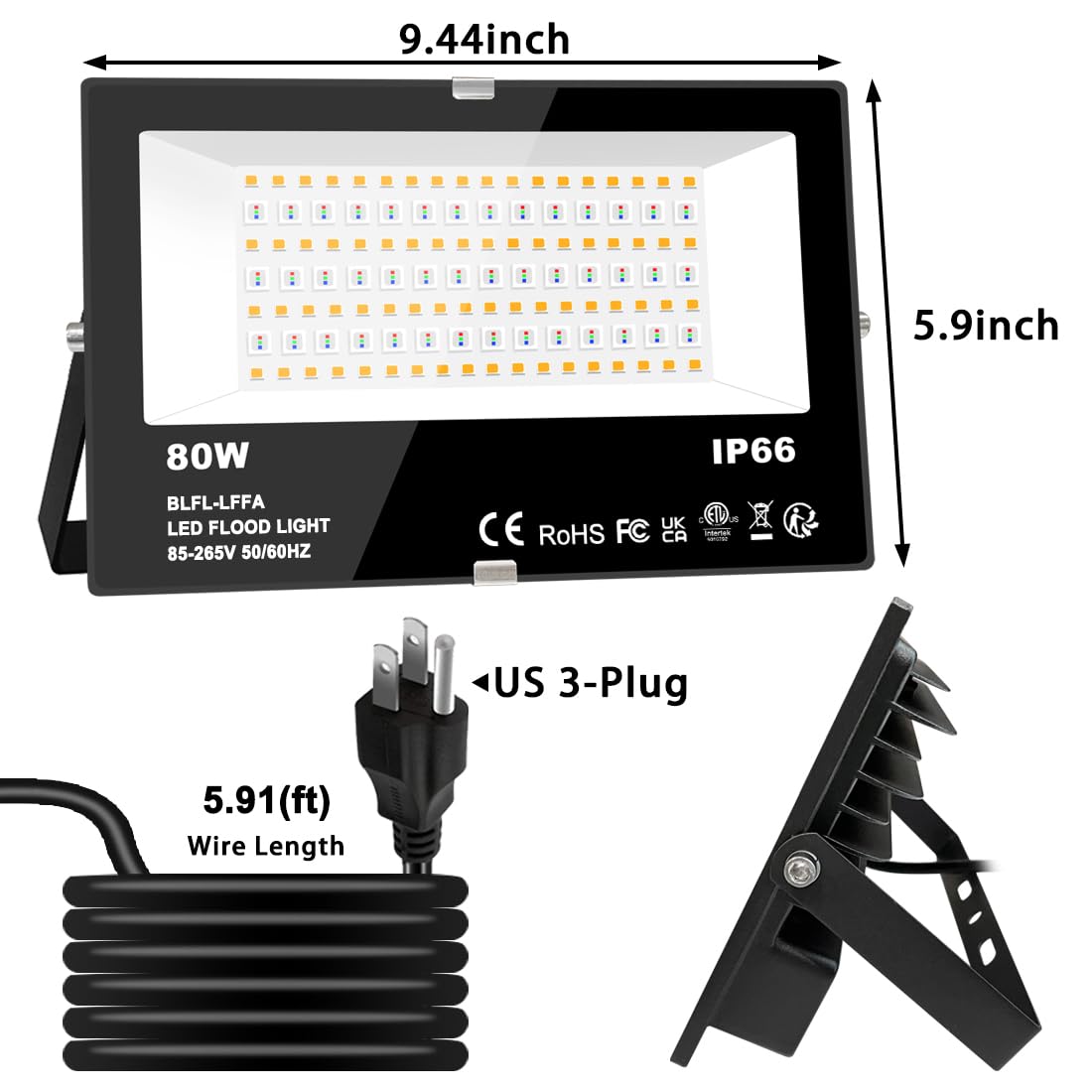 MELPO LED Flood Light Outdoor 800W Equivalent 8000LM Smart RGB Landscape Lighting with APP Control, DIY Scenes - Timing - Warm White 2700K - Color Changing Uplight, IP66 Waterproof US Plug (2Pack)