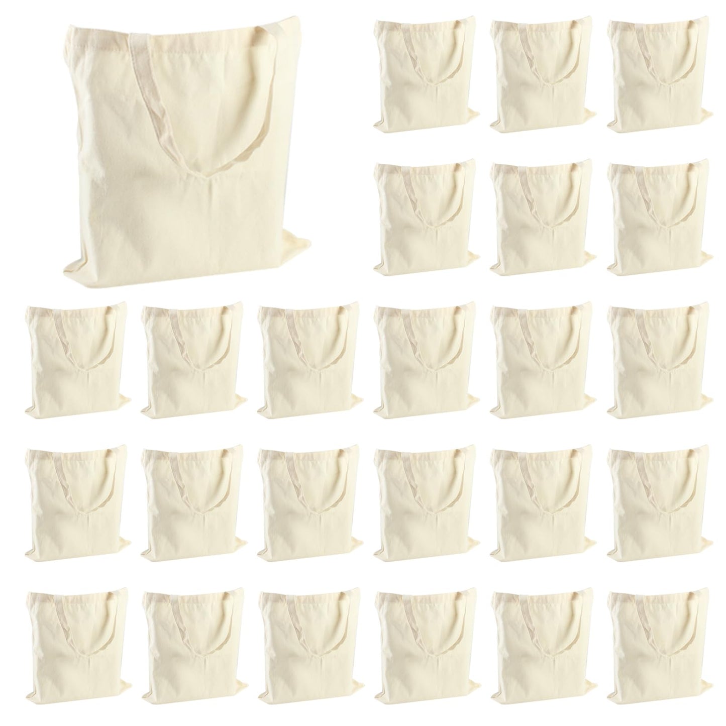 Belinlen 24pack Blank Canvas Tote Bag, 15x16Inch Cotton Tote Bag, Economical Cotton Shopping Bags Bulk,Suitable for DIY, Promotion, Gift, Shopping,Daily Use.