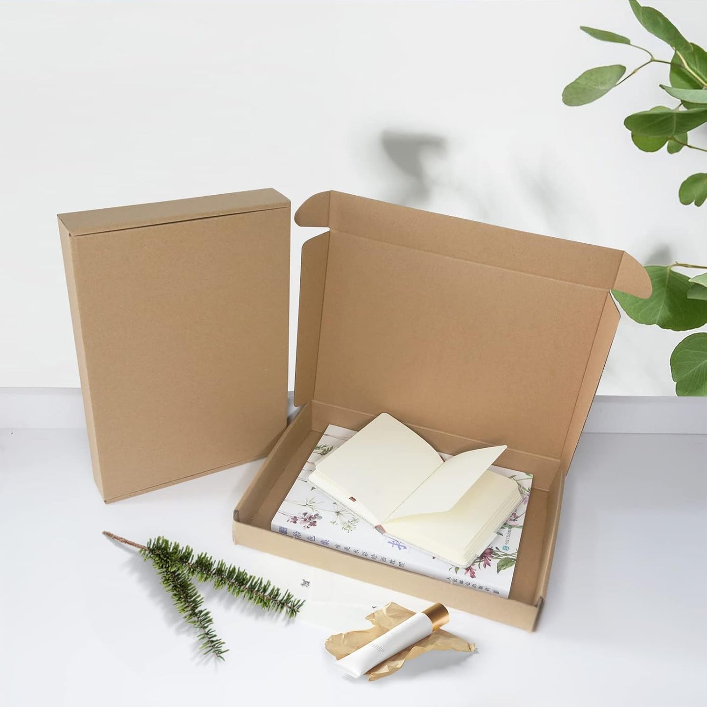 A4 Corrugated Cardboard Shipping Boxes, 320x222x46mm (12.5"x8.7"x1.8") Small Parcel Boxes, Packaging Mailing Boxes for Business, Posting, Small Packet Shipping, Storing or Gift(Pack of 15)