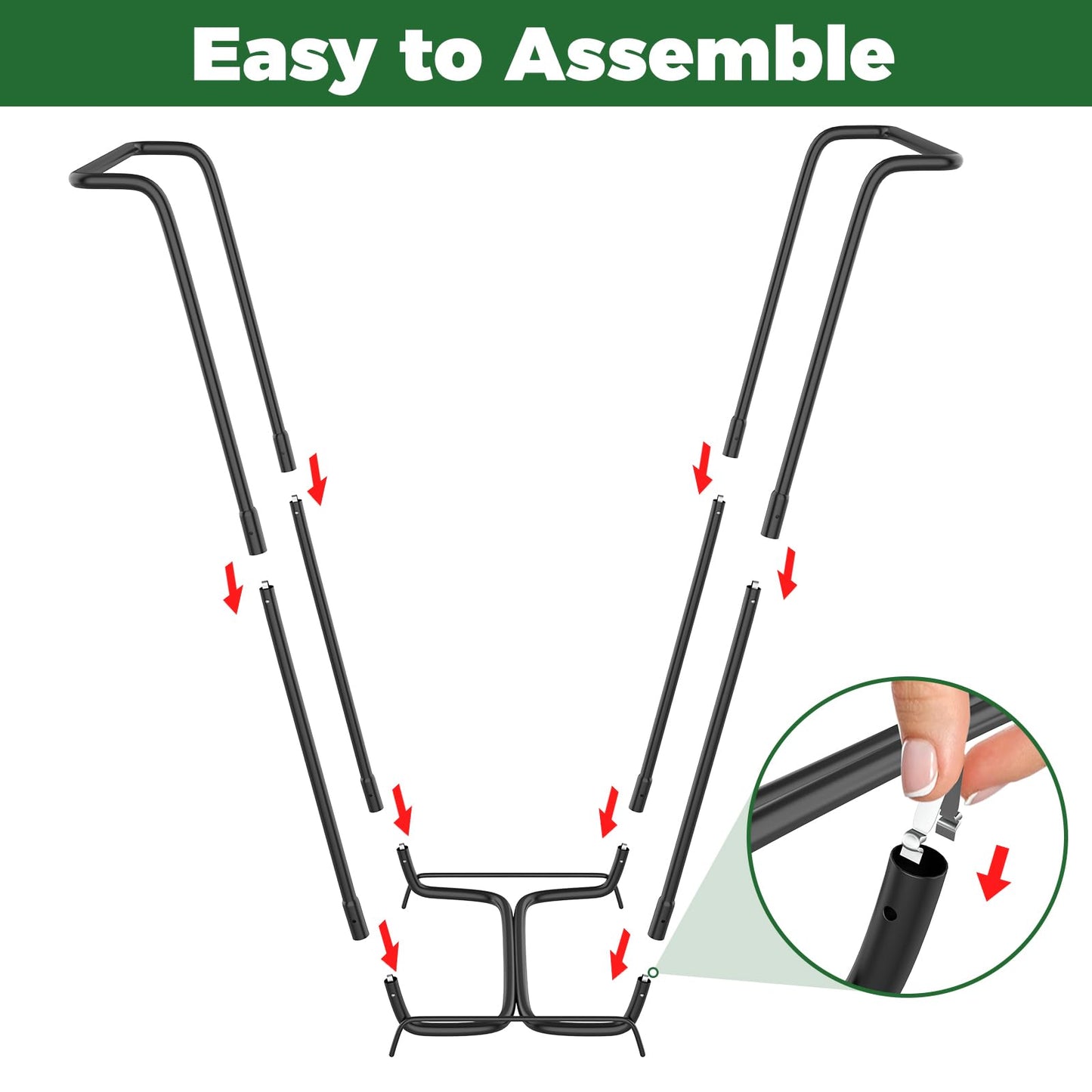 2PCS Outdoor Trash Bag Holder Metal Garbage Bag Holder for Yard Work Frame Holds 30-45 Gallons Trash Bags Portable Leaf Bag Holder for Leaves Camping Lawn Party Weeding Yard Gardening（2pcs+8clips）