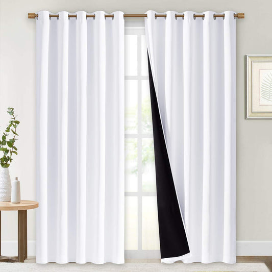 NICETOWN White Blackout Curtain,2-Layered Panels Sound Reduction Thermal Insulation Window Treatment (70-inch Width x 84-inch Length,2 Pcs)