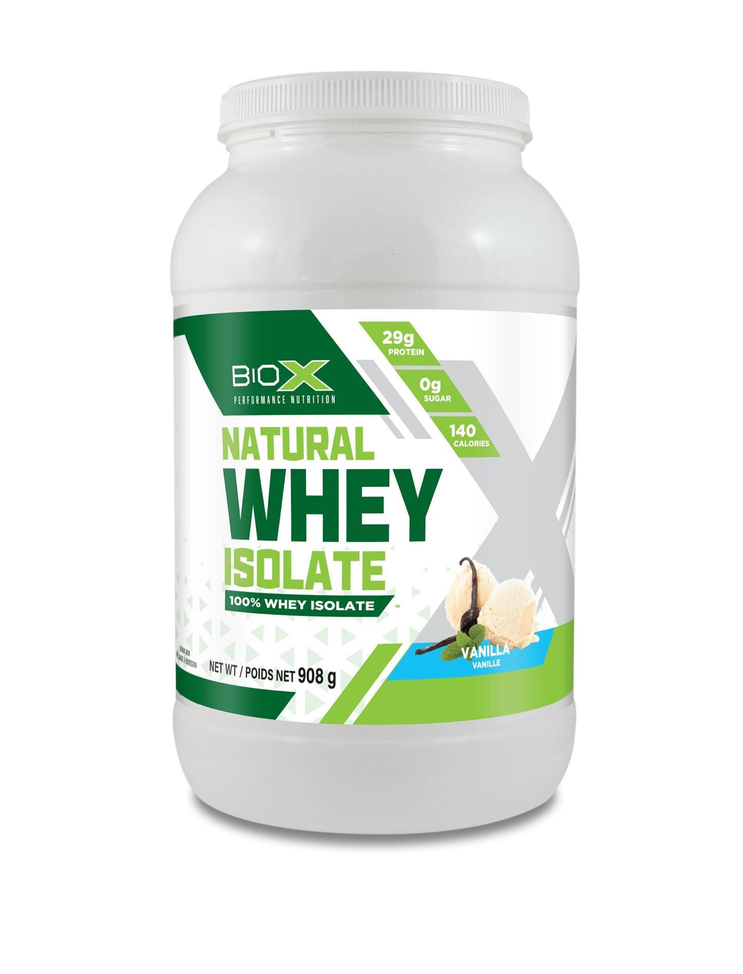 BioX Natural Whey Isolate | Whey Isolate Protein Powder | Formulated with Natural Flavours & Sweeteners | 29g Protein, Sugar Free, Low Carb, Low Lactose Protein Powder | 2LB (Vanilla)