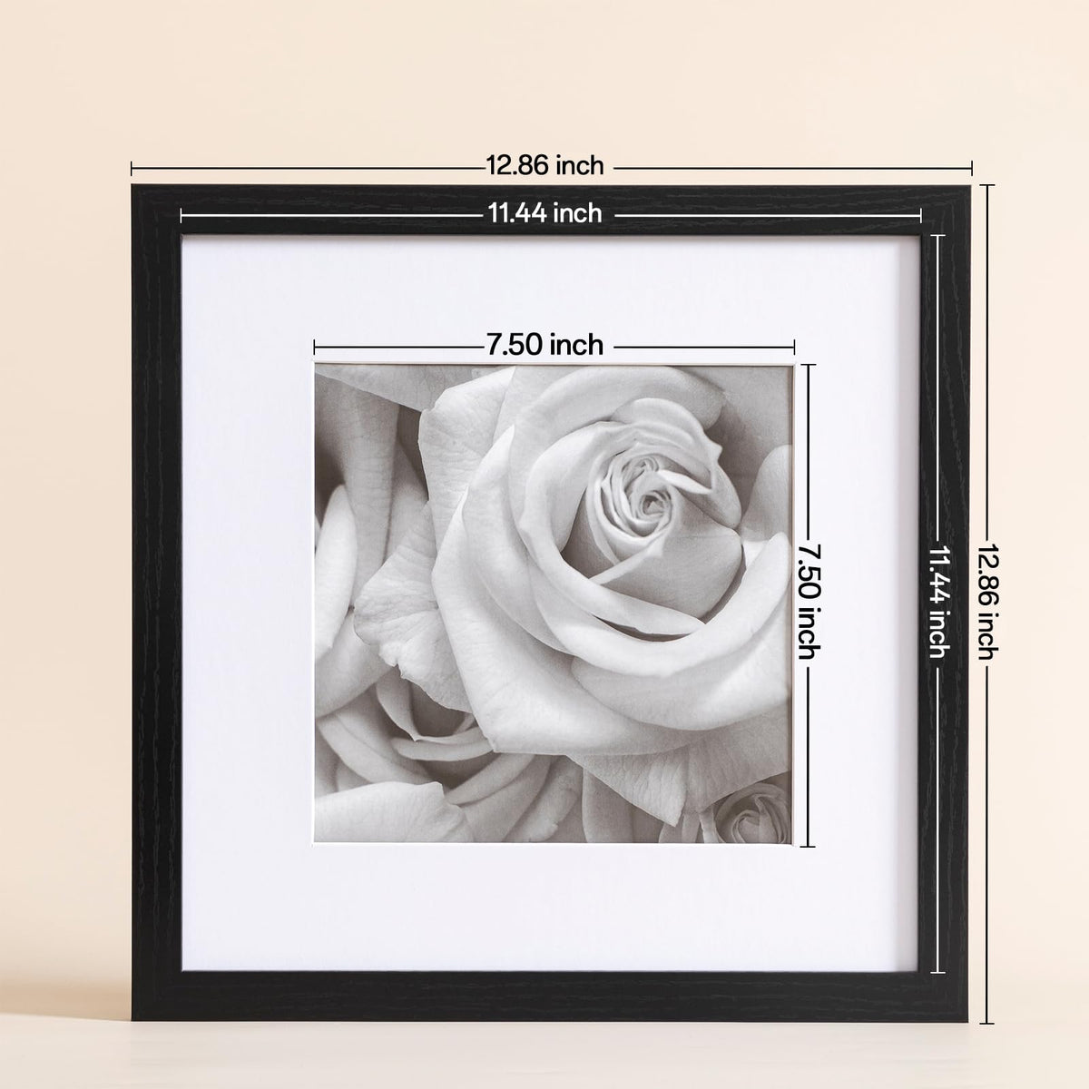 eletecpro 12x12 Picture Frames Set of 9 Classic Gallery Wall Frame Set Displays 8x8 Photo with Mat or 12x12 without Mat, Square Collage Wall Decor, Black Home Decor for Hanging