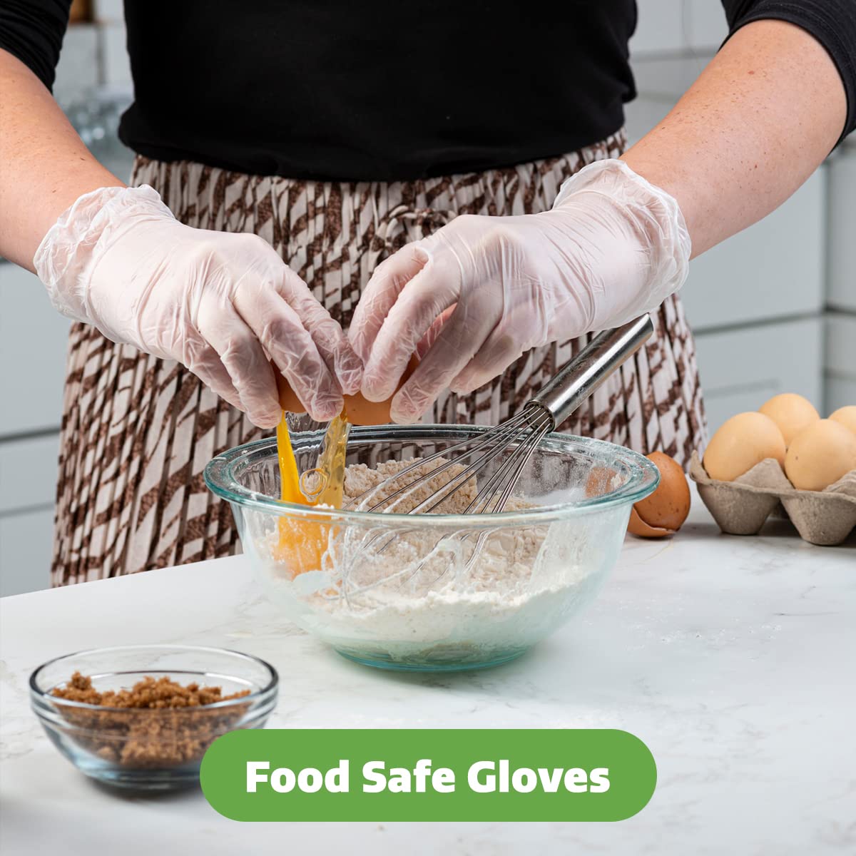 Comfy Package Disposable Vinyl Gloves [Case of 1000] – Clear, Latex-Free, Powder-Free – Food Safe for Cooking, Cleaning, Food Handling – BPA-Free -Large