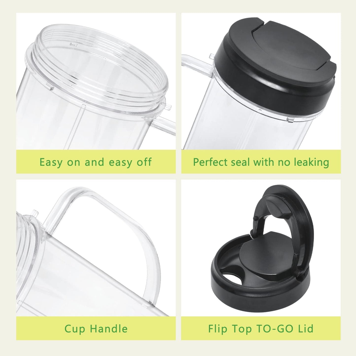22oz Cups and Blade Compatible with Magic Bullet Blender, Tall 22oz Cup with Flip Top to-Go Lid Replacement Parts Compatible with Magic Bullet 250w MB1001 Juicer Mixer