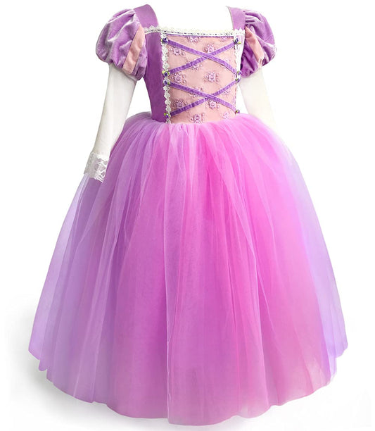 Axaxa Rapunzel Costume for Girls Rapunzel Dress Birthday Party Halloween Costume Cosplay Dress up for Little Girls 2-11 Years