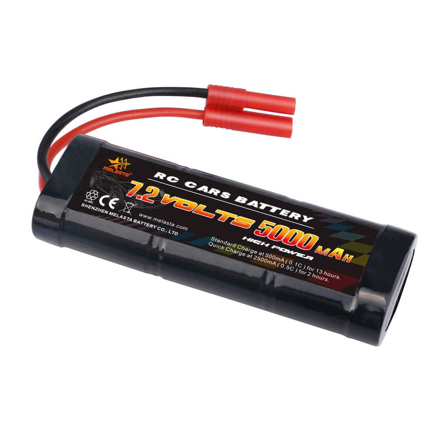 MELASTA 7.2V 5000mAh NiMH RC Battery Packs for Redcat Racing Vehicles with Banana Connector