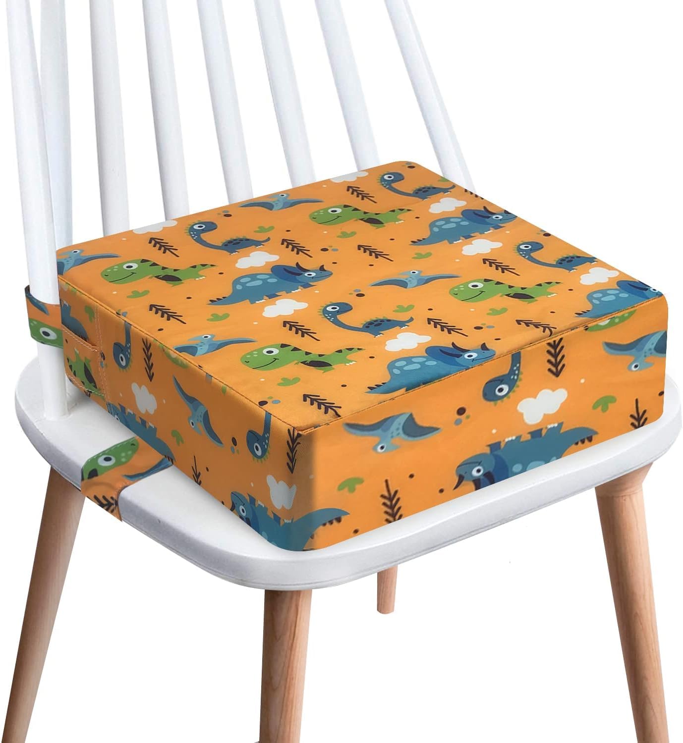 KIDUN Toddler Booster Seat for Dining Table, Upgrade 4 inch Heightening Cushion for Kids Chair, Adjustable, Heightening Booster Seat Pad for Boy/Girl, Toddler Booster Cushion.(Buckle/Yellow)