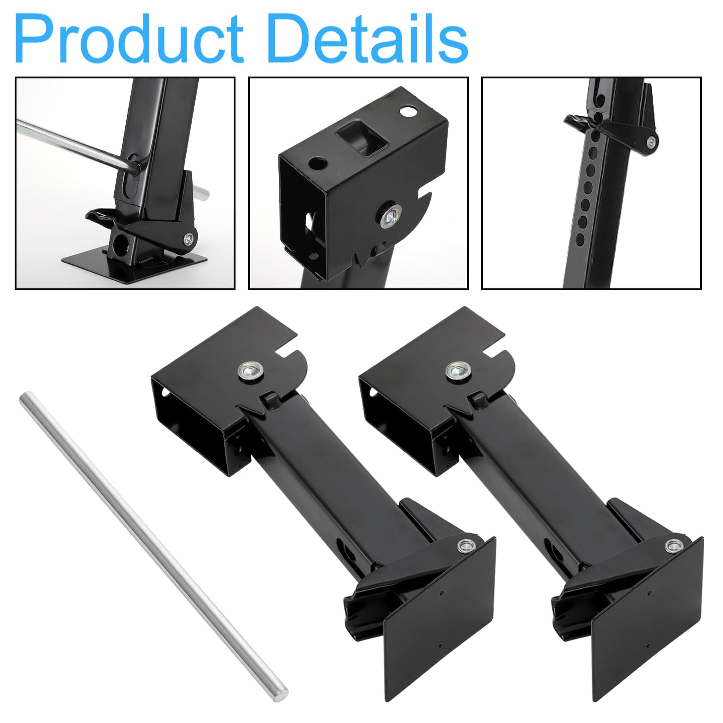 Yesland 2 Pack Trailer Stabilizer Jacks, Telescoping RV Camper Accessories with Adjustment Jack Rod Handle for Travel 450kg(1000 Lbs) Capacity Each, 11.4"-18"