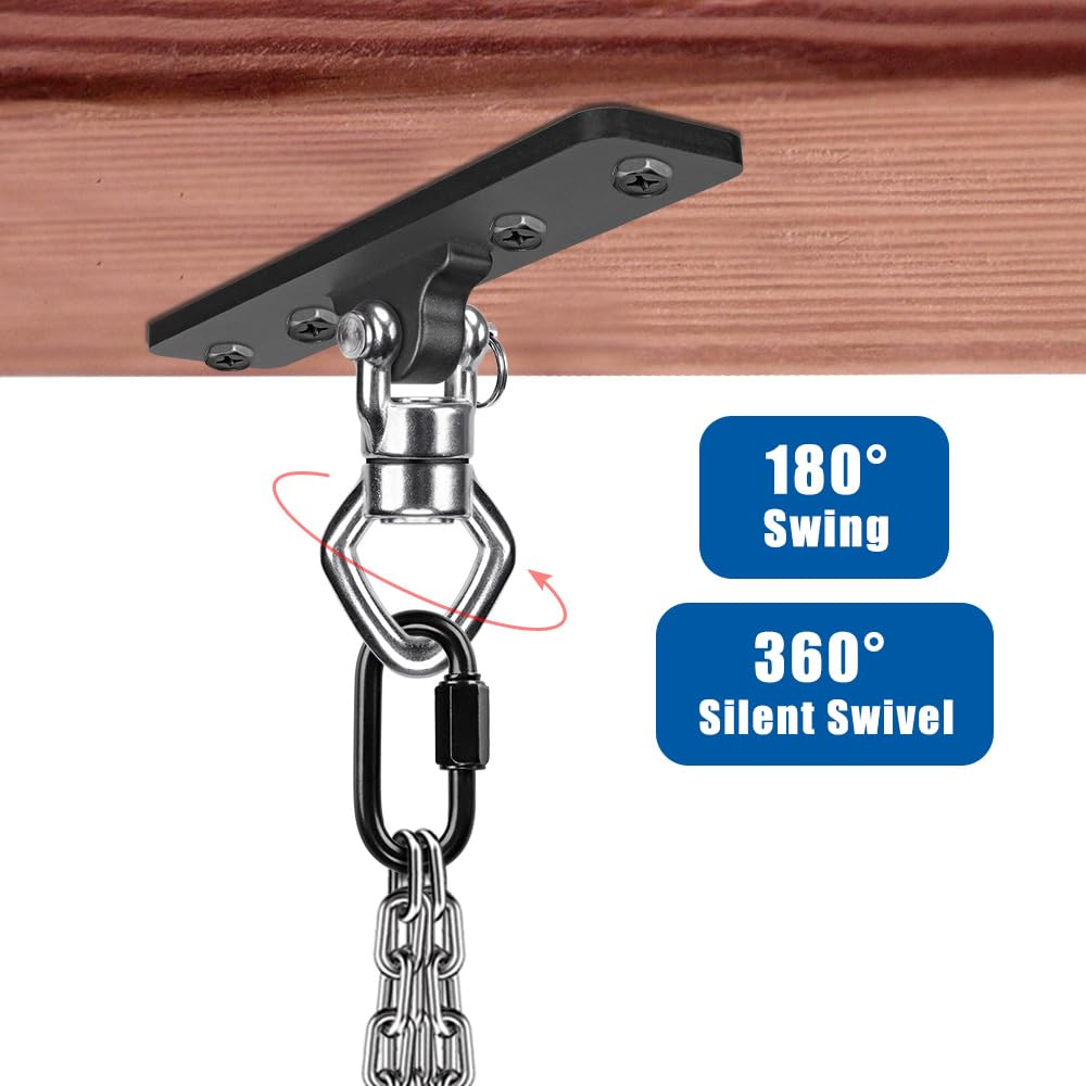 BeneLabel - Swing Ceiling Bracket with Bearing, 900 lbs Capacity, Heavy Bag Hanger, Stainless Steel Hanging Chair Bracket, 360° Swing Hardware for Silks