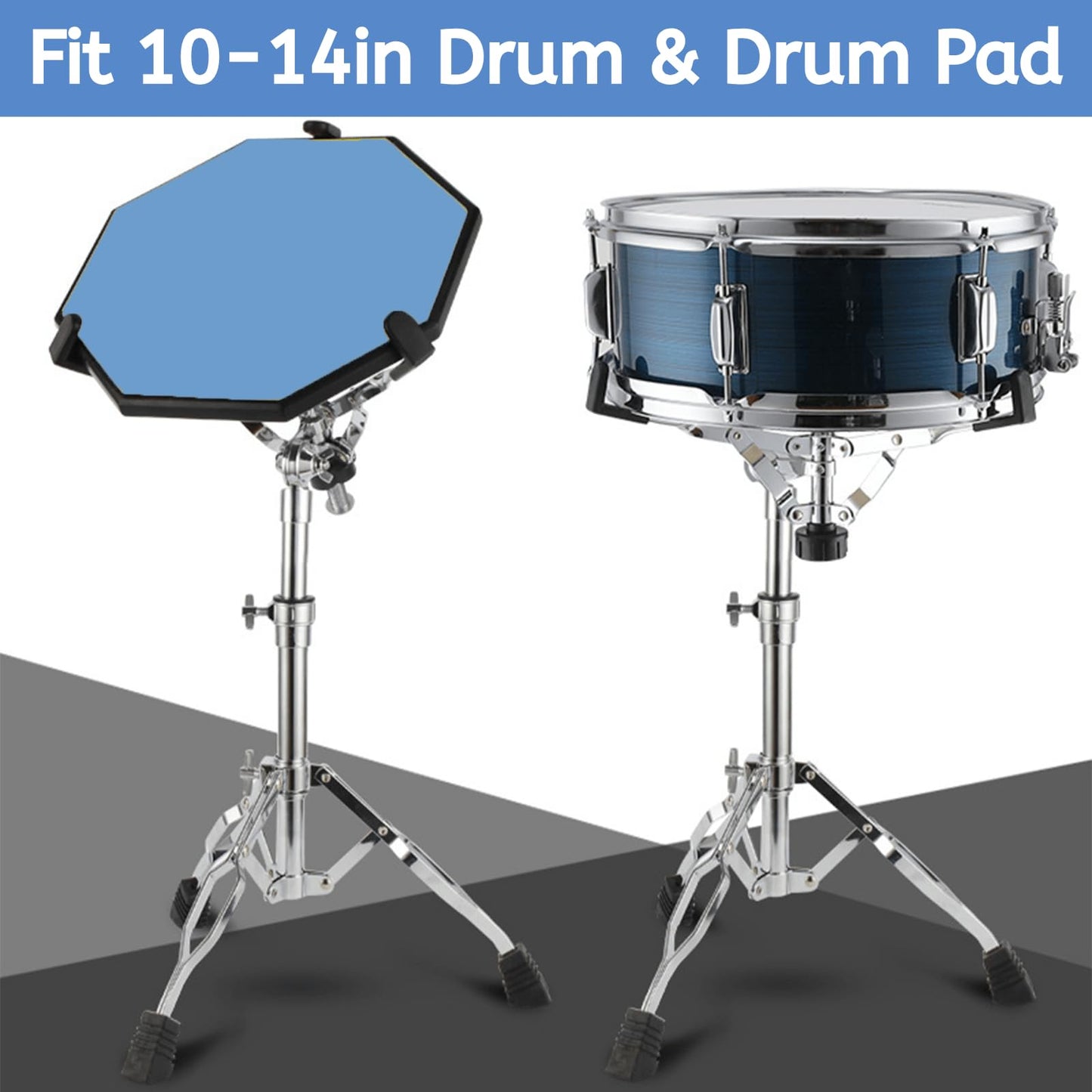 YOUEON Snare Drum Stand with Drum Sticks Holder, Double Braced Tripod Snare Stand Fit for 10 to 14 Inch Snare Drum, Drum Pad, Adjustable Height 14.5 to 23 Inches for Drum Beginners, Lightweight
