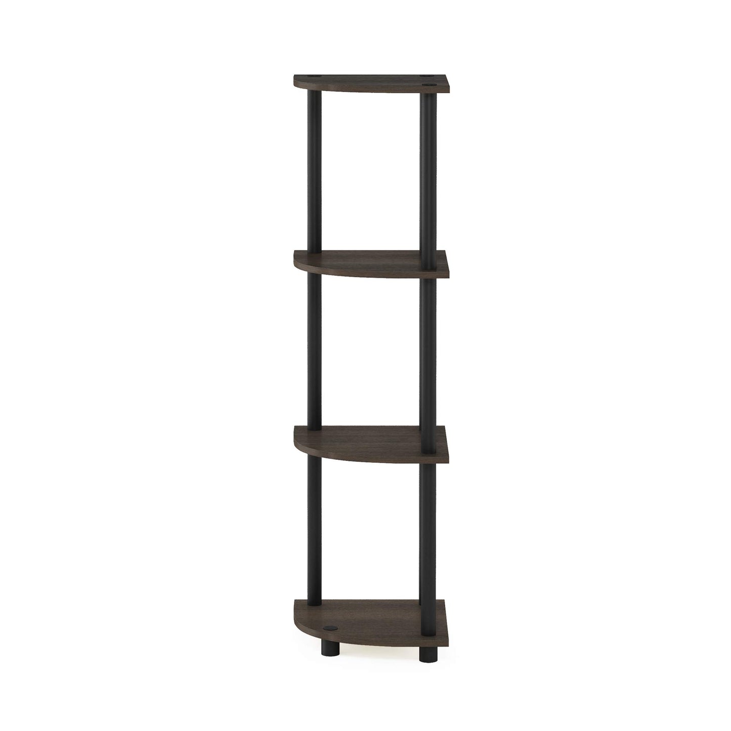 Furinno 12078DB-WG/BK Turn-N-Tube 4-Tier Corner Display Rack Multipurpose Shelving Unit, Dark Brown Grain/Black