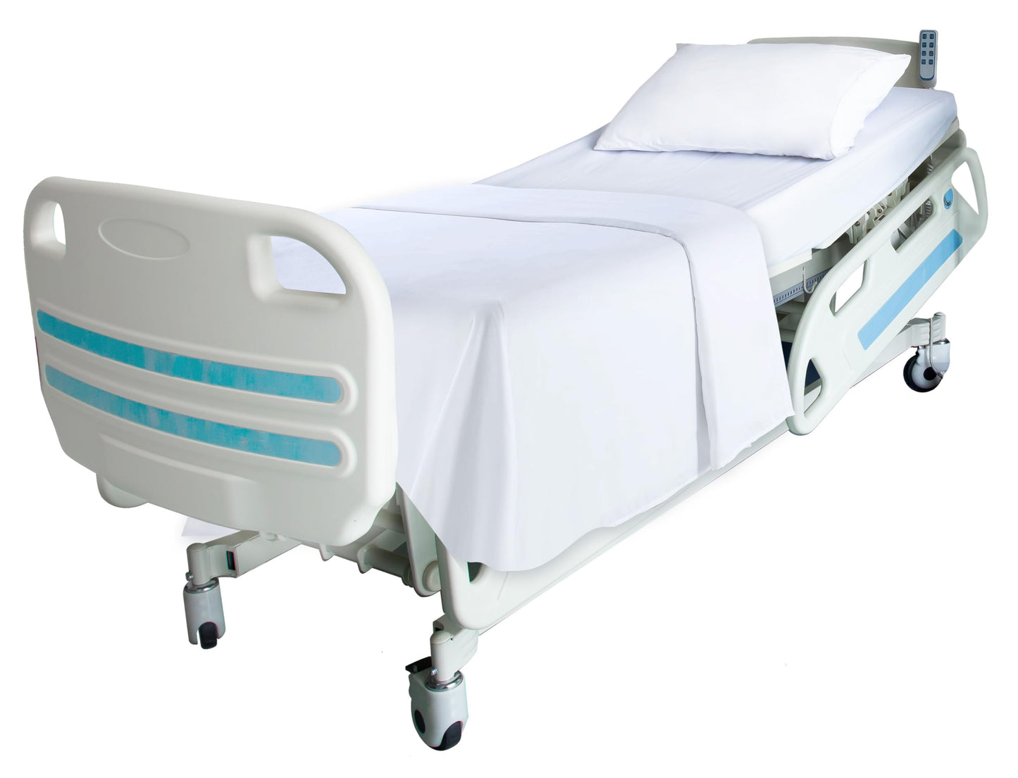 Twin Size Flat Sheets, Cotton/Poly, 66x104 in,White, 6-Pack