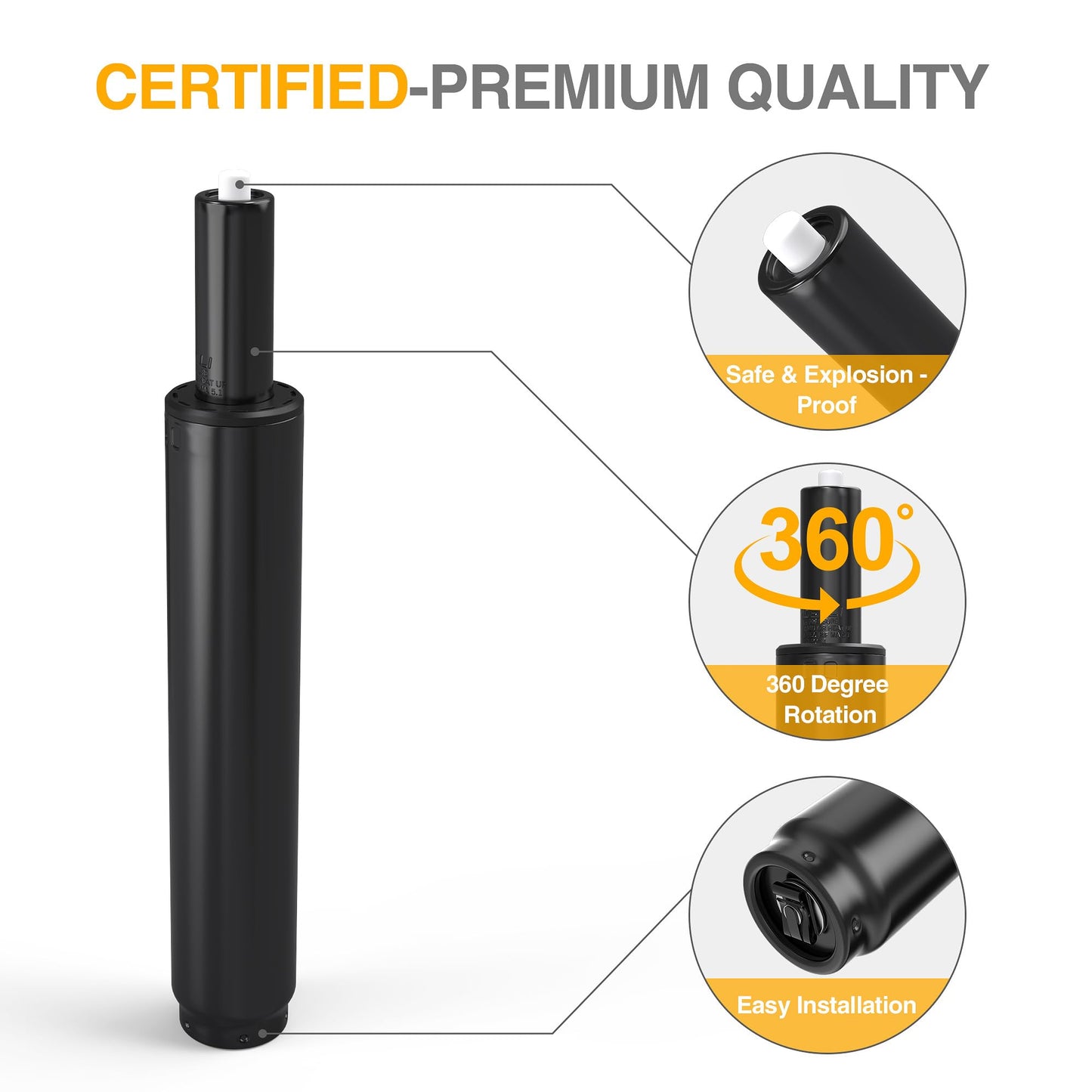 Office Chair Cylinder Replacement,Heavy-Duty Gas Lift Cylinder Fits Most Chairs,Highest End Class 4 Hydraulic Pneumatic Piston, Universal Size