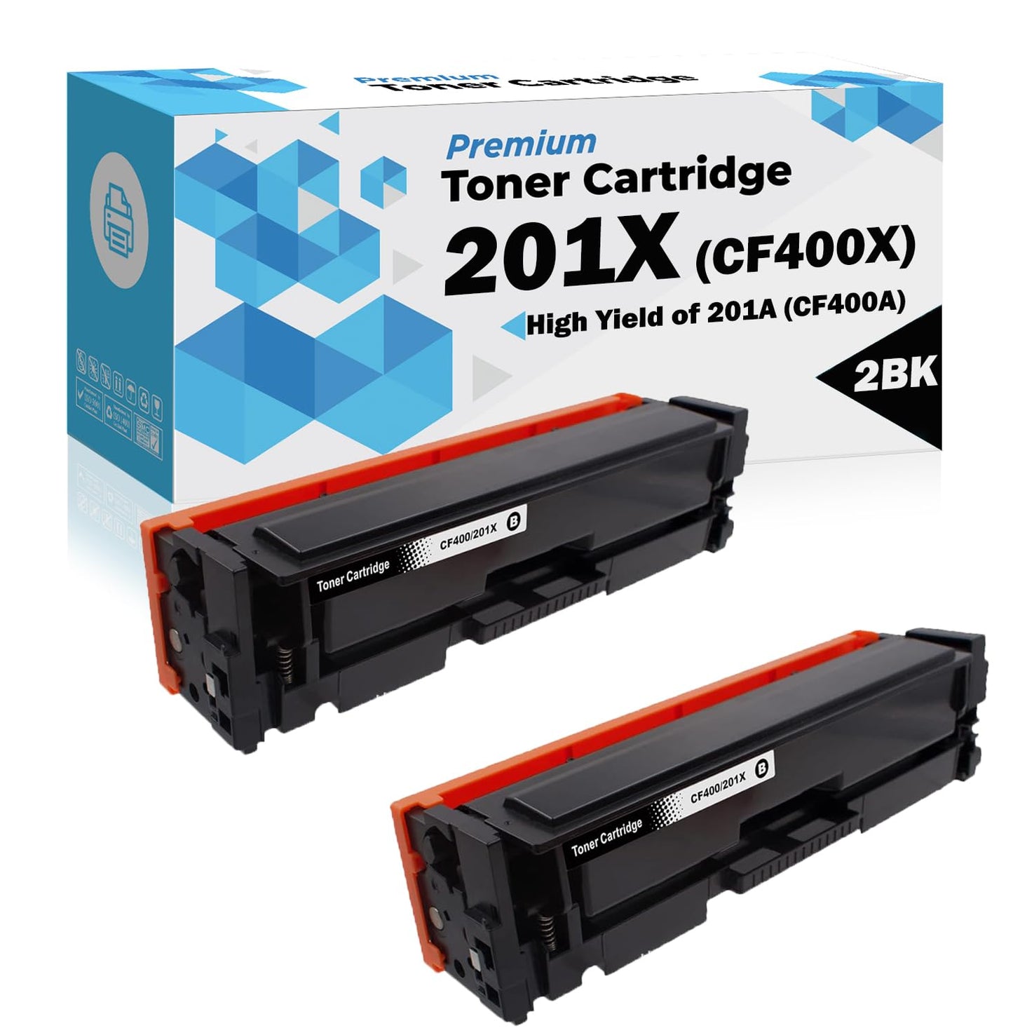 Ultra Toner® Compatible Replacement for HP 201X CF400X Black Toner Cartridge High Yield of HP 201A CF400A Toner Cartridge Color LaserJet Pro M252 M252dw M252n LaserJet Pro MFP M277 M277n M277dw (2BK)