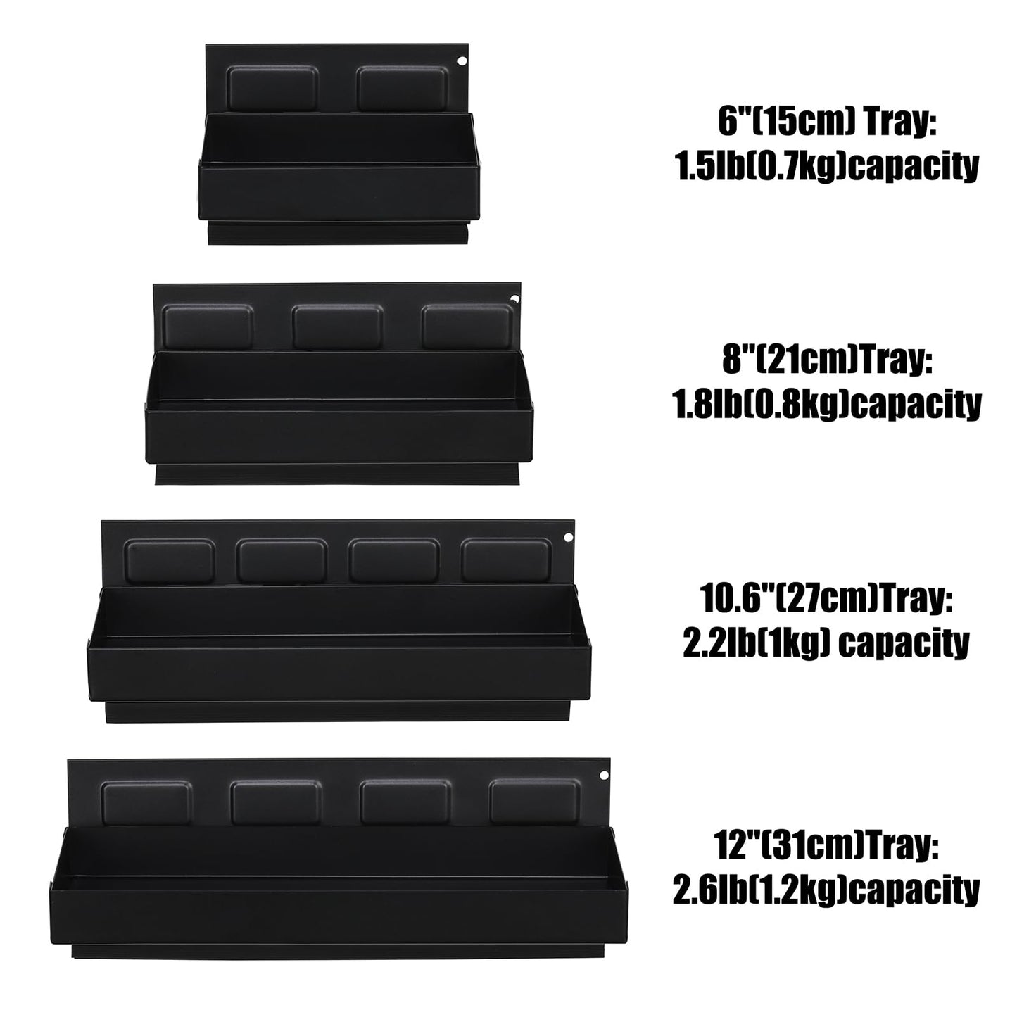 Mayouko 4PCS Magnetic Tool Parts Tray Shelf Set, Magnetic Storage for Toolbox, Tool Box Accessories for Van Workshop, Garage, Toolbox, Chest, 6",8",10",12" Tray