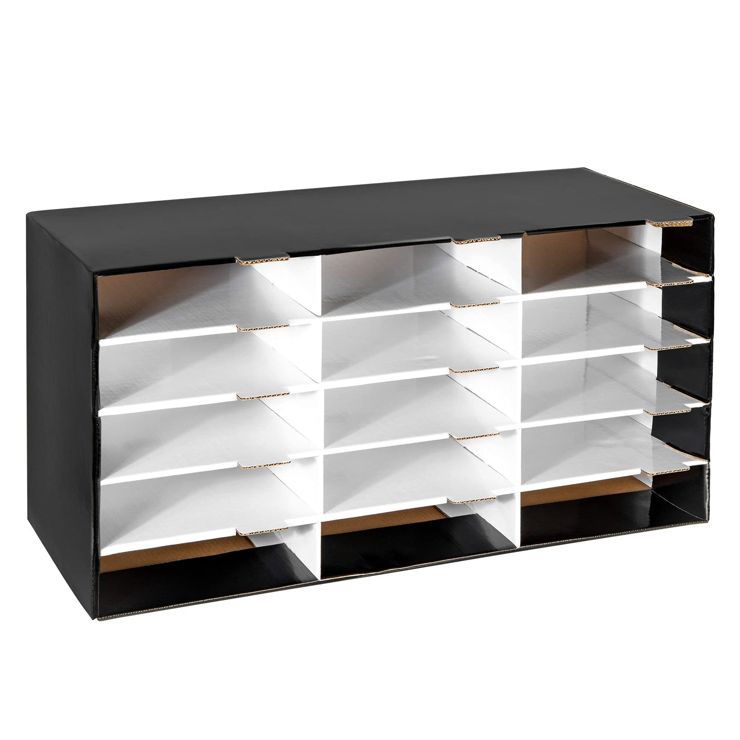 Amazon Basics File Organizer, Corrugated Cardboard, 15 Slots, Black