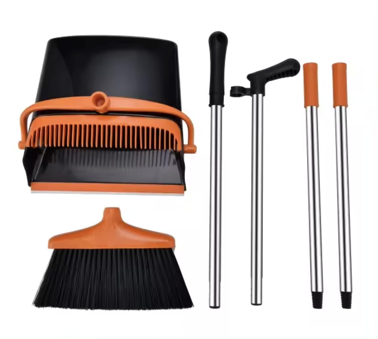 PrimeEdge - Ergonomic Broom Set with Dustpan – Lightweight and Durable – Ideal for Indoor and Outdoor Use - Adjustable Handle Broom,
