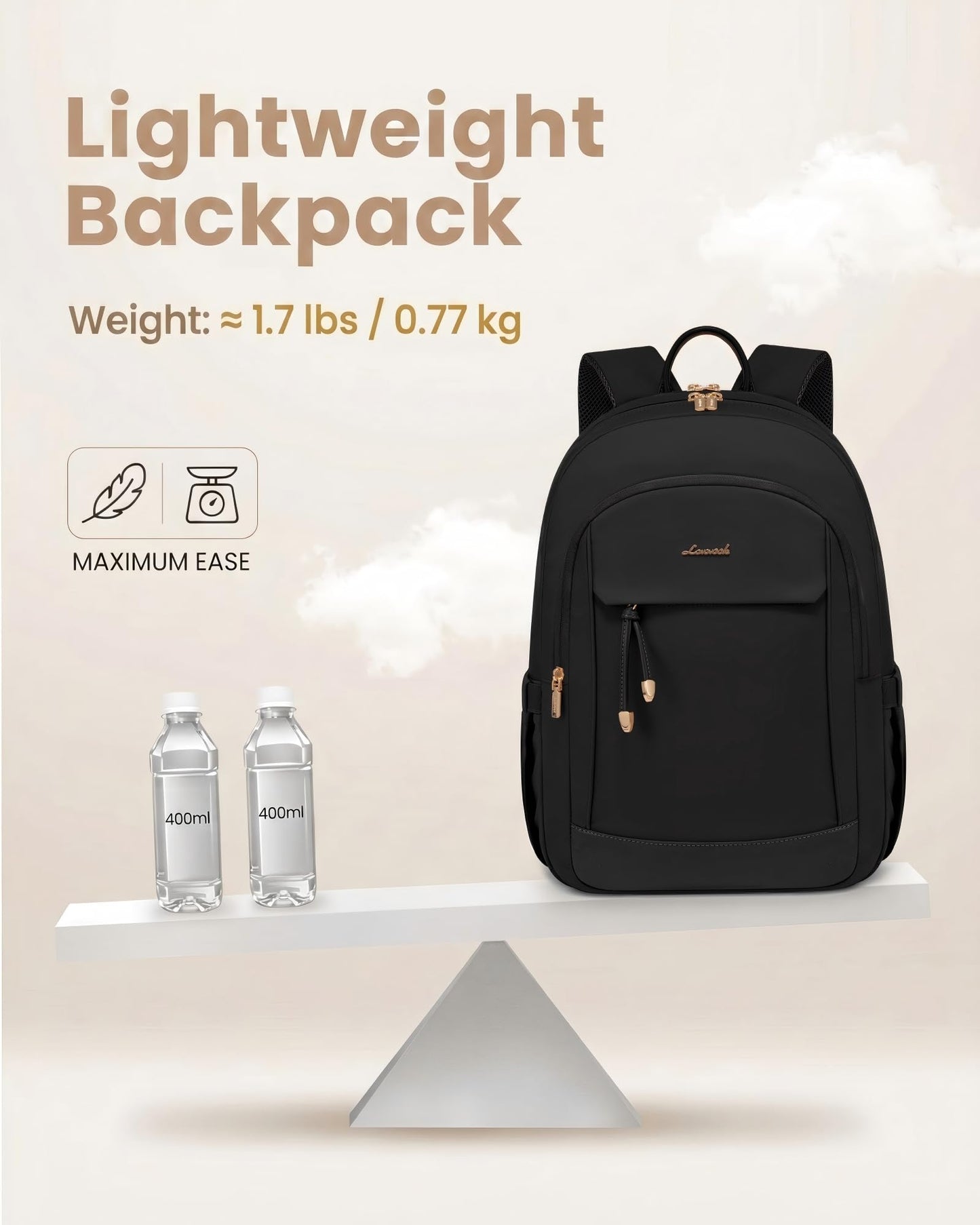 LOVEVOOK Laptop Backpack Purse for Women, Black, 17.3 inches, Modern, Stylish