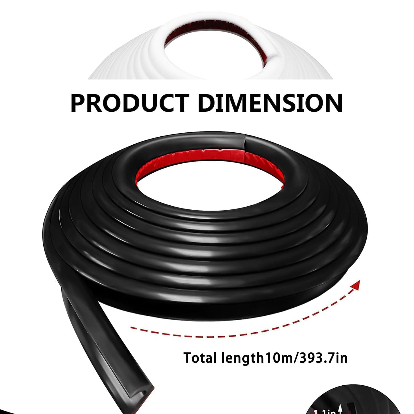Yharnamite J Shape RV Rain Gutter, 10M Length Rubber Drip Strip with Adhesive Backing, Roof Rain Diverter Strip to Control Water Runoff, for Cars, Vans, Truck, Boat, RV (Black)
