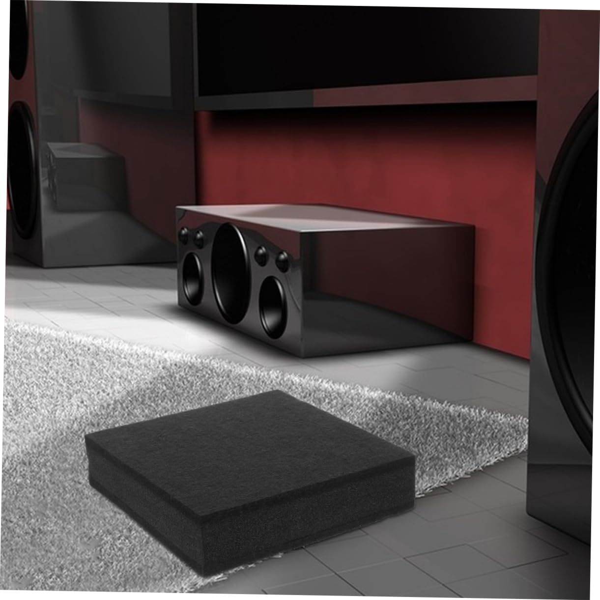 Wakauto 30cm x 30cm x 4.5cm Black Soundproofing Pad for Drums and Subwoofer Speakers Noise Cancelling Isolation Mat Vibration Absorbing for Home and Studio