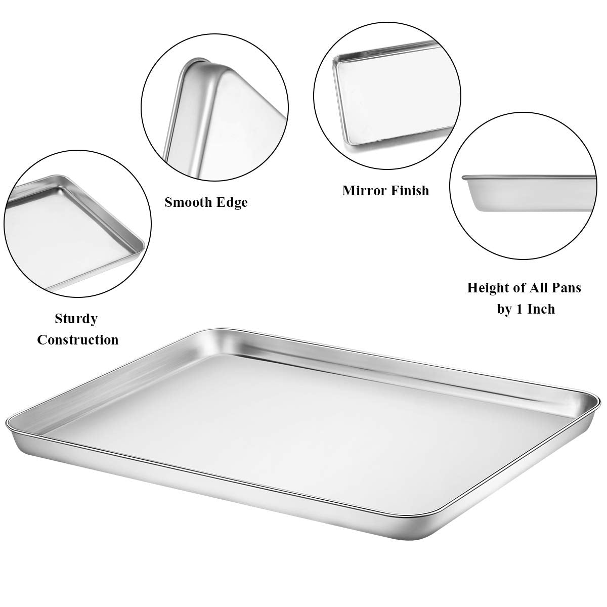 Baking Sheet with Rack Set [2 Pans + 2 Racks], Wildone Stainless Steel Cookie Sheet Baking Pan Tray with Cooling Rack, Size 16 x 12 x 1 Inch, Non Toxic & Heavy Duty & Easy Clean