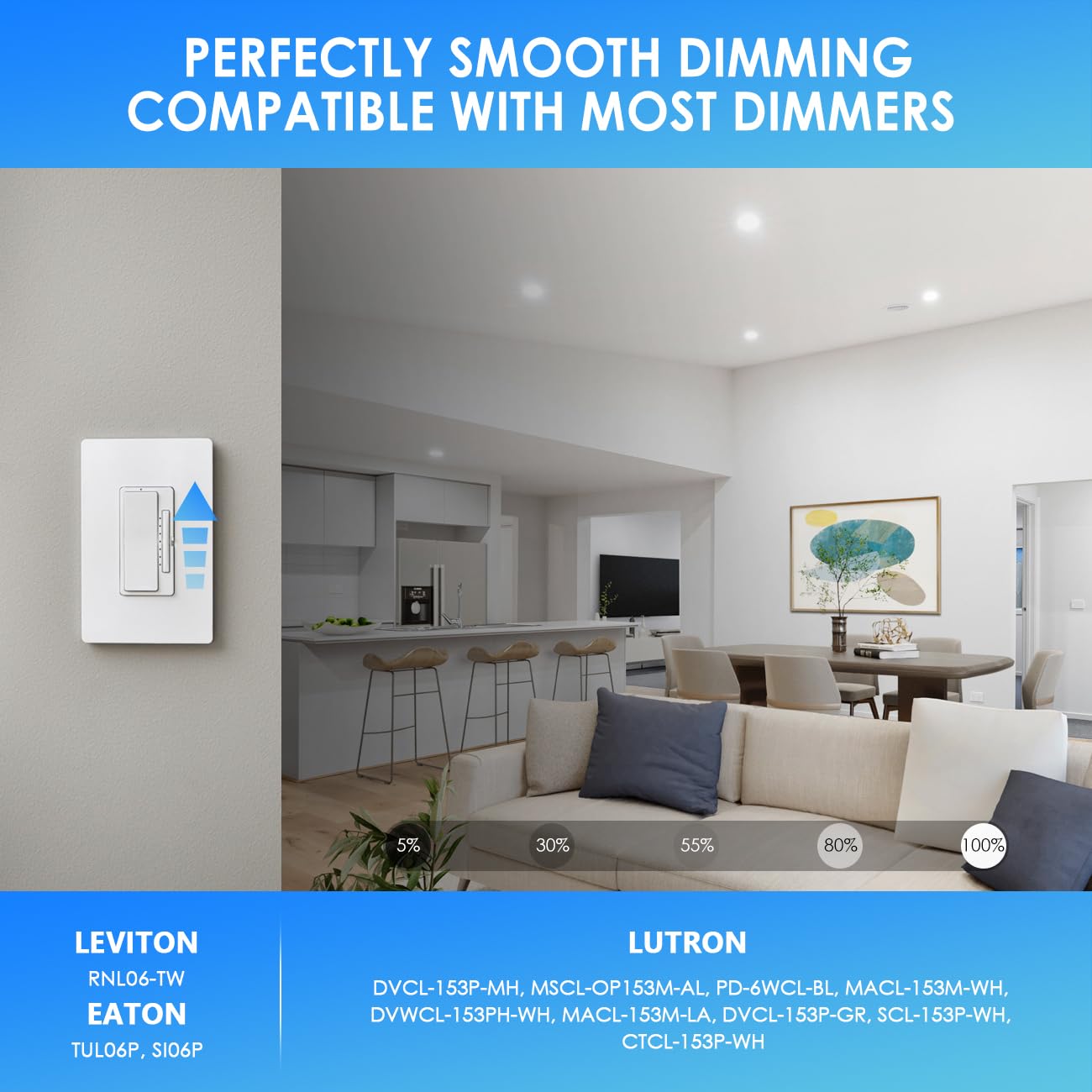 ANWIO 6 Inch 5CCT LED Recessed Lighting, 10W 1000LM Dimmable IC Rated Retrofit LED Pot Lights 2700K/3000K/4000K/5000K/6000K Color Changeable 8 Pack