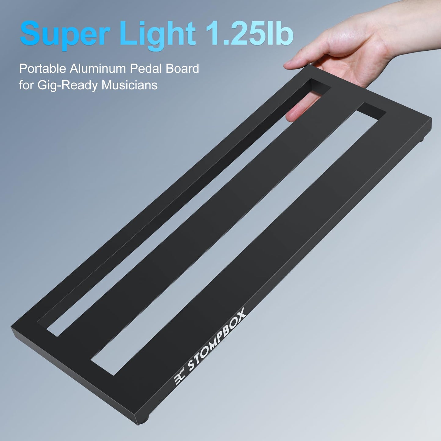 EX Portable 20" Guitar Effects Pedal Board Pedalboard Aluminum Alloy With 2 Roll Fastener Tapes Black For A Simple Rig