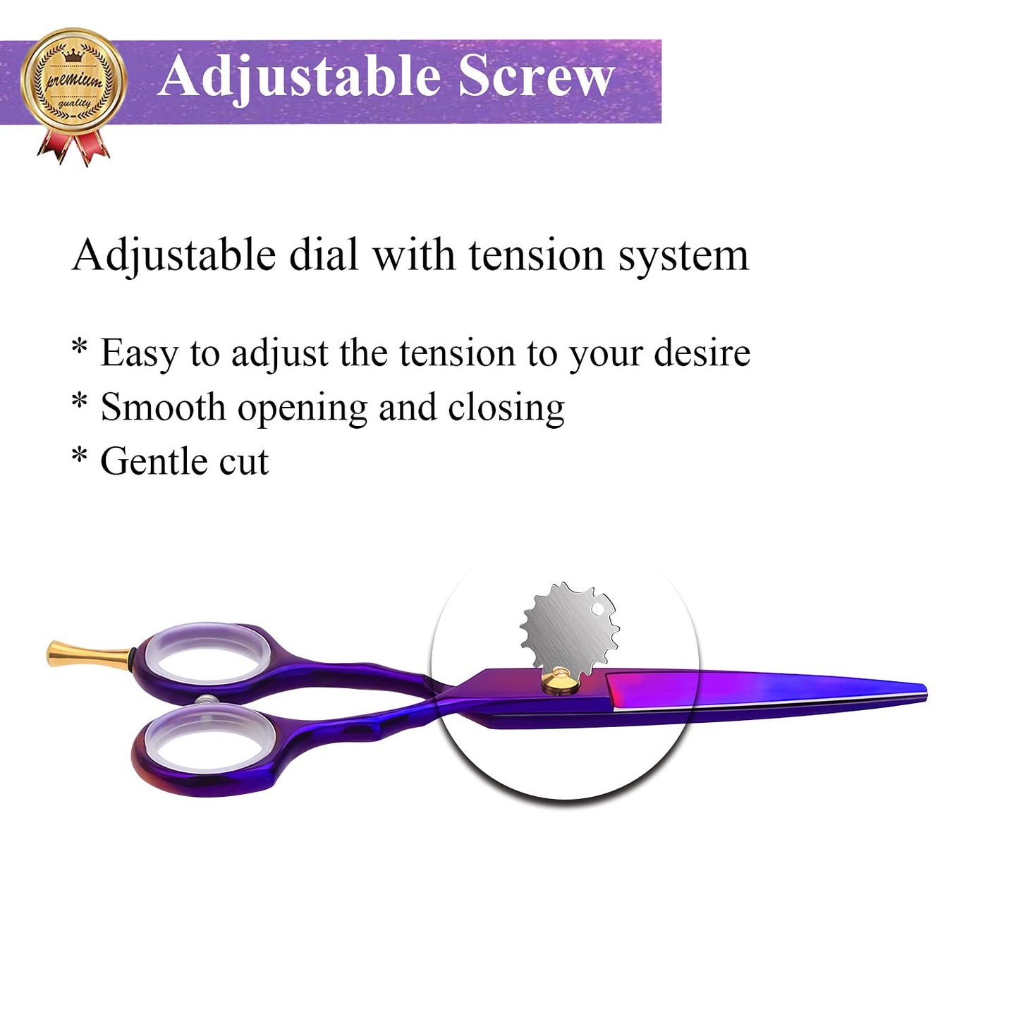 Purple Dragon 5.5 inch Hair Cutting Scissors Set with Razor, Leather Scissors Case, Barber Hair Cutting Shears Hair Thinning/Texturizing Shears for Professional Hairdresser or Home Use (Purple)