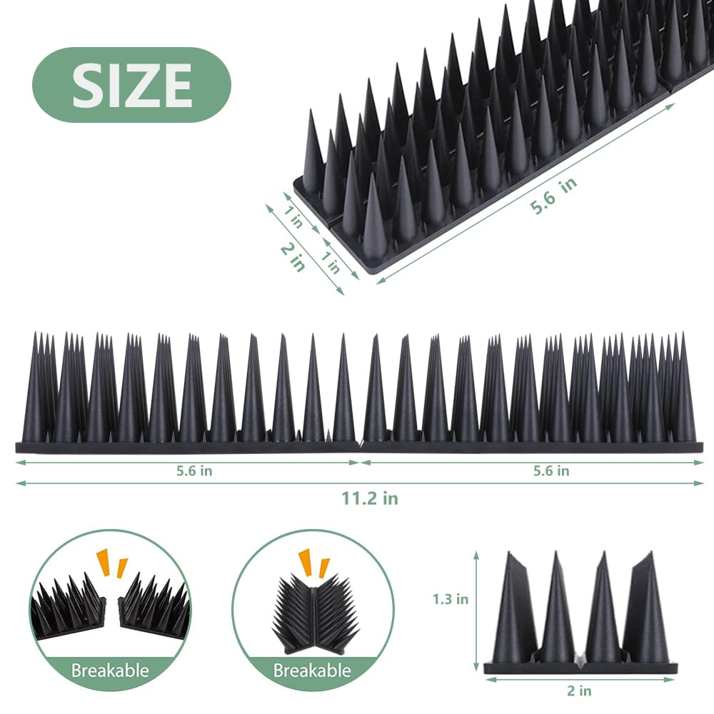 Bird Spikes, 20 Packs Bird Deterrent, Raccoon for Outdoor Repelling Reptiles, Squirrel Spikes for Fences and Roofs to Keep Birds Away（18.7Feet）