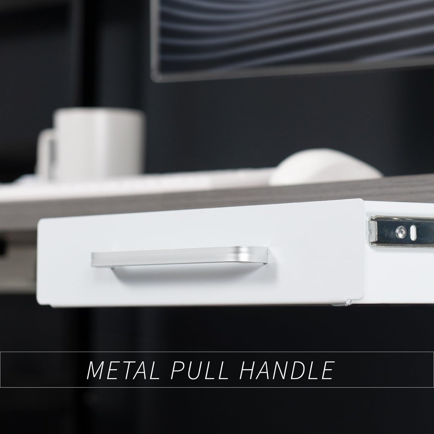 VIVO 13 inch Under Desk Slide Out Storage Organizer, Pull Handle Drawer, White, DESK-DR1H-W
