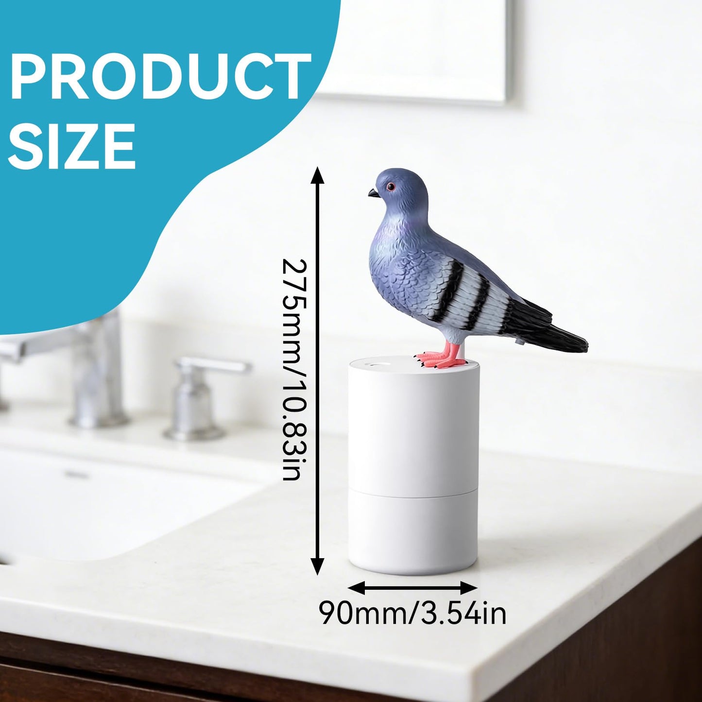Automatic Foam Soap Dispenser, Pigeon Touchless Foaming Hand Soap Dispenser Automatic Induction Refillable Bird Shaped for Kitchen Bathroom Restaurant Office