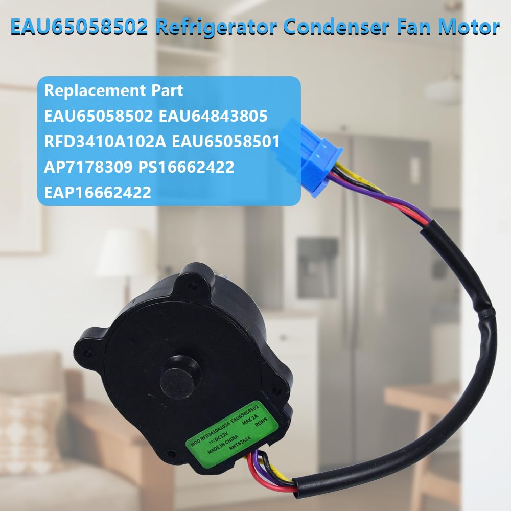DWX Global EAU65058502 Refrigerator Condenser Fan Motor Compatible with L-G Refrigerators Replacement EAU64843805 RFD3410A102A EAU65058501 AP7178309 PS16662422 EAP16662422