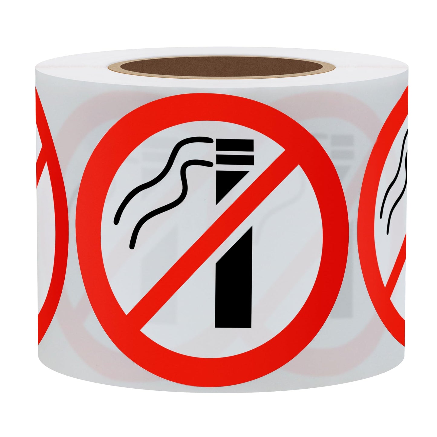 Hybsk No Smoking Logo Warning Stickers 2" Round 300 Total Per Roll (2 inch) (White)