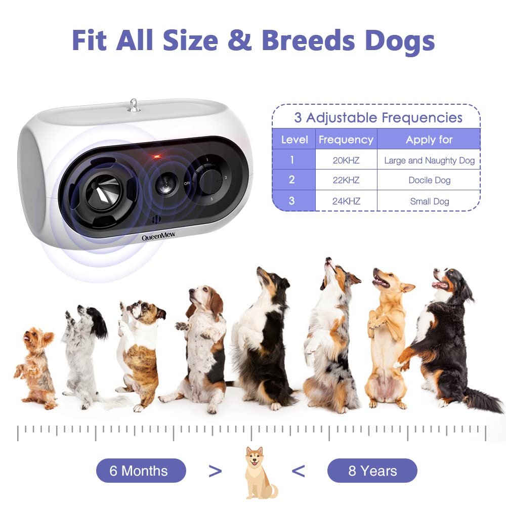 Automatic Dog Barking Control Devices, Upgraded 3 Levels Anti Barking Device for Dogs, Stop Barking Dog Device, Waterproof Rechargeable Barks Stopper for Puppy Small Medium Large Dogs