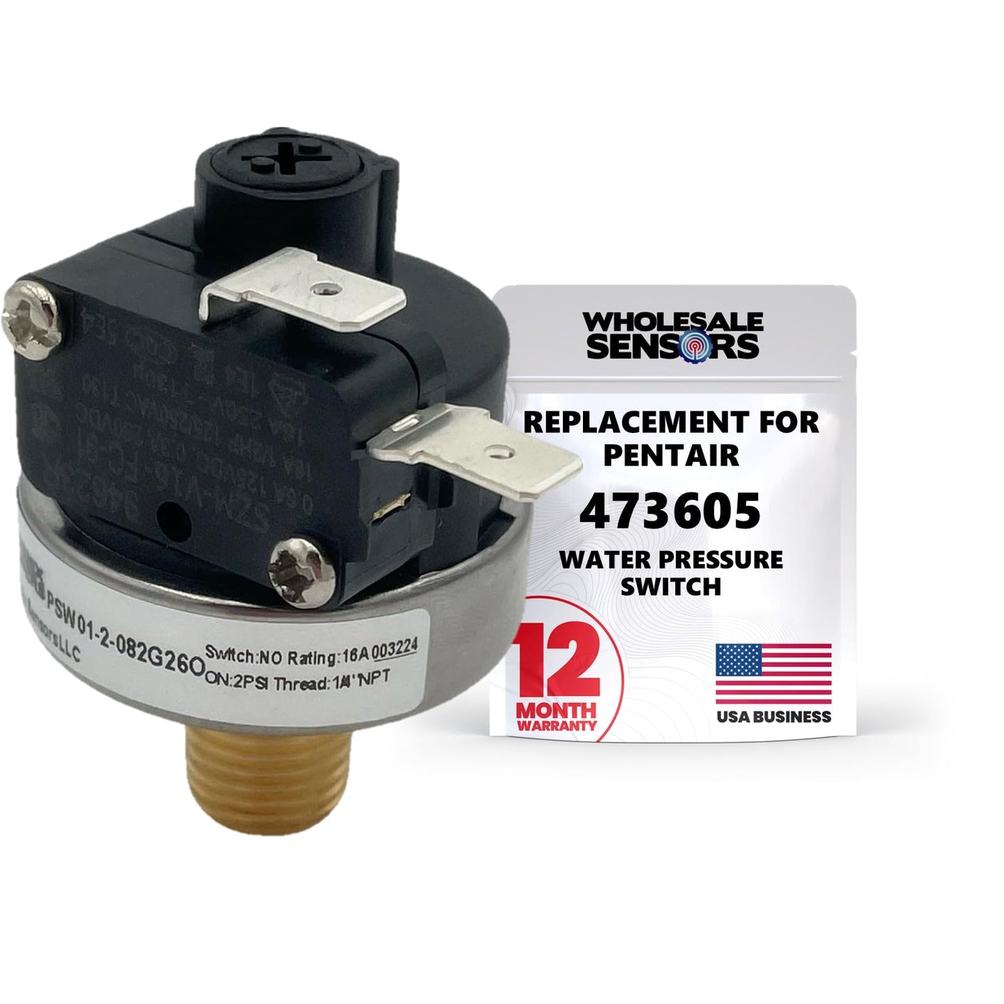 Replacement for Pentair 473605 Water Pressure Switch for MiniMax Pool & Spa Heaters 12 Month Warranty