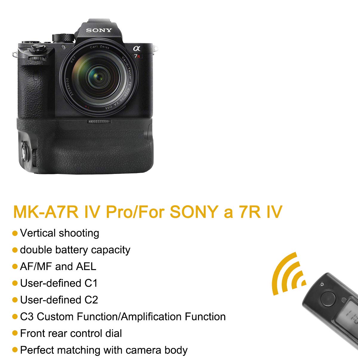 Meike MK-A7R IV PRO Professional Battery Grip with 2.4G 100-Meter to Remote Control Compatible with Sony A7IV A7R IV A9II A7SIII