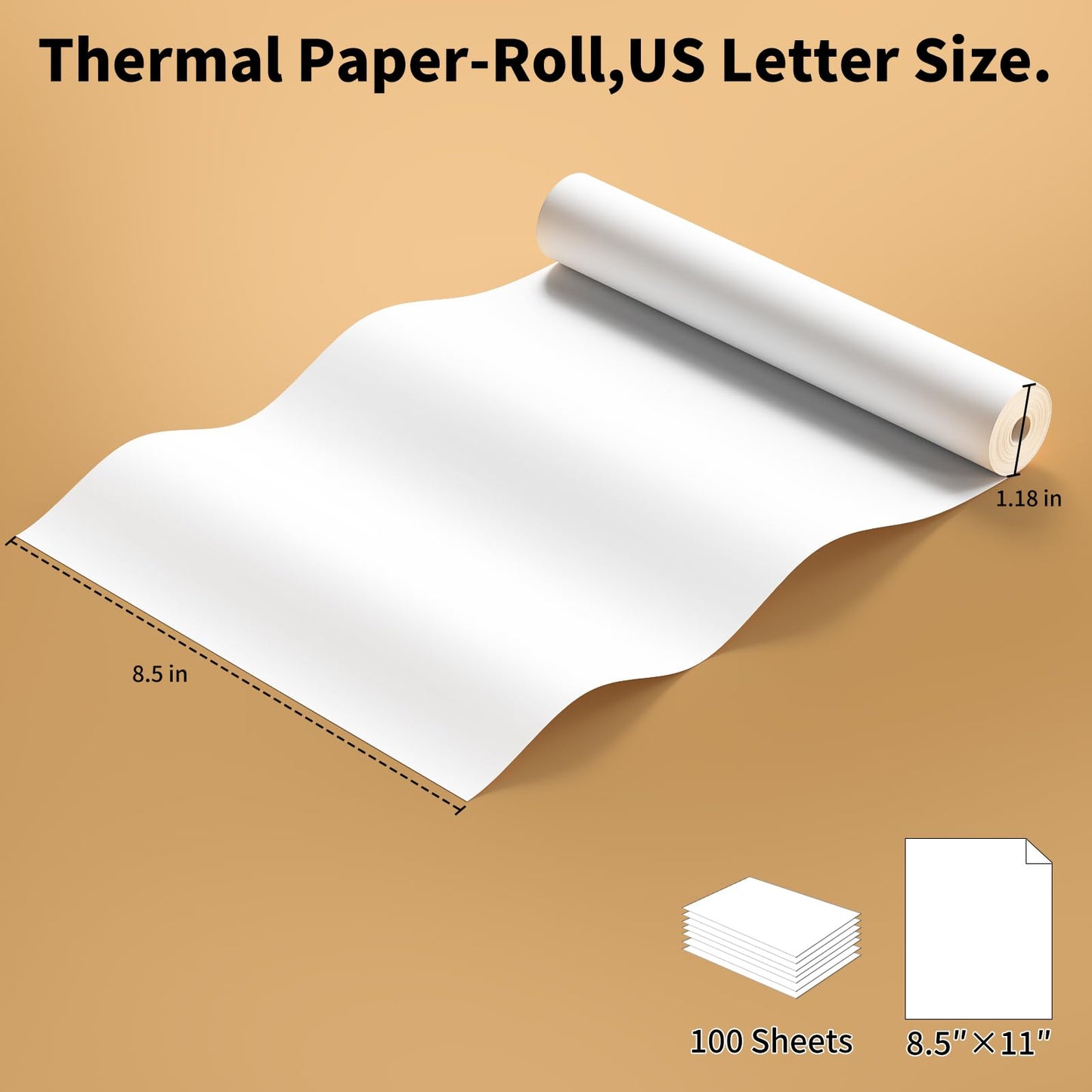 Thermal Paper Roll,Multipurpose Thermal Paper,US Letter Paper 8.5 x 11 Inch,Advance Thermal Printing,NefLaca Thermal Roll Paper Compatible with M08F, Gloryang, Jadens, Munbyn Portable Printer.4 Roll