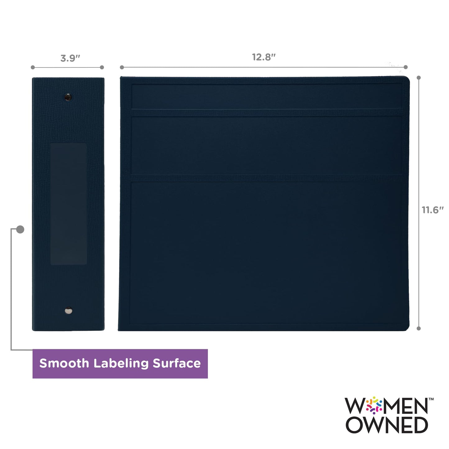 Carstens 4- Inch Heavy Duty 3-Ring Binder - Side Opening, Navy Blue