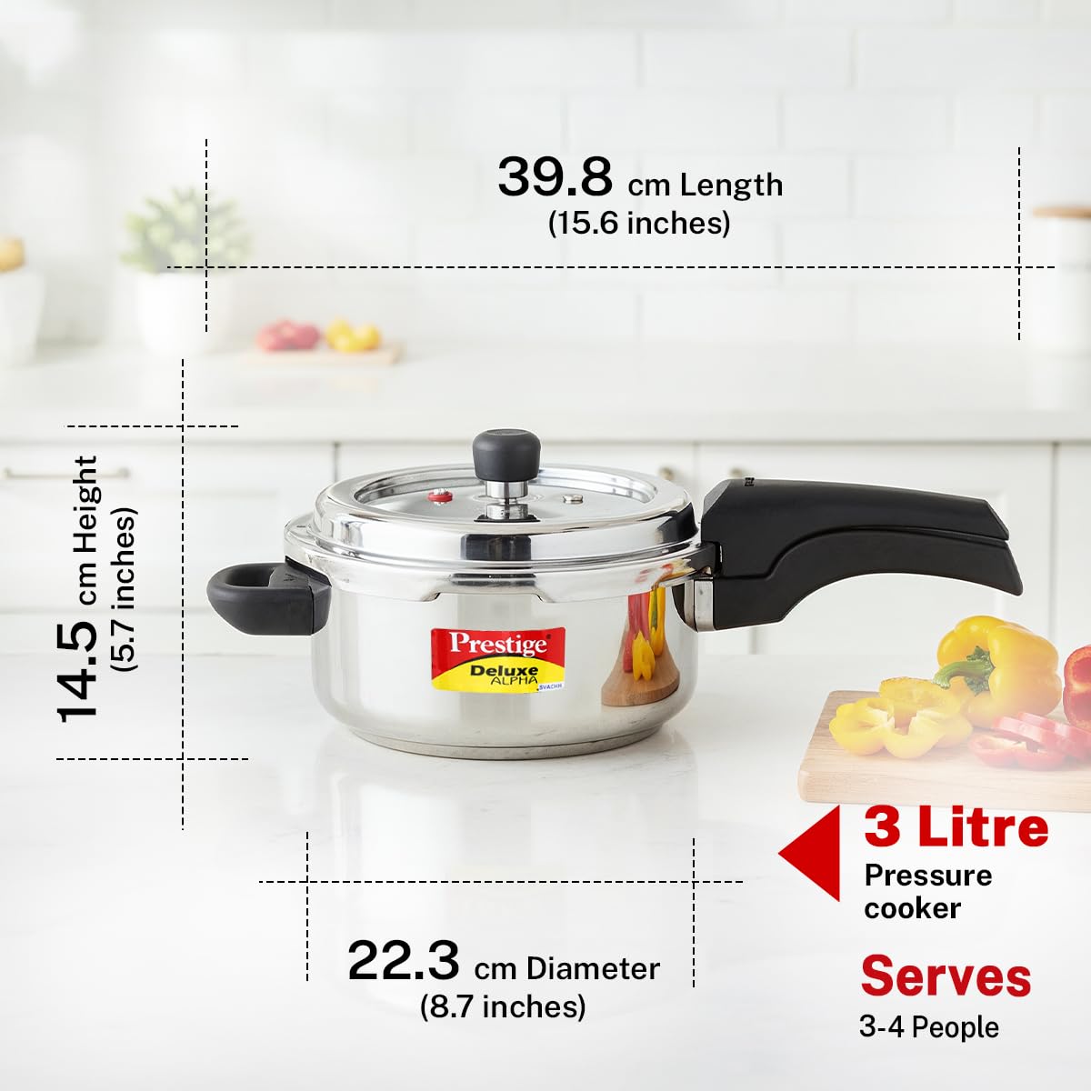 Prestige PRASV3 Pressure Cooker, Stainless steel, 3 Liter, Silver