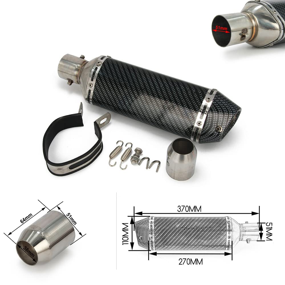 JFG RACING Slip On Exhaust Motorcycle Muffler Pit Dirt Bike Exhaust ATV Muffler,1.5-2" Inlet Universal for Street Bike Pit Bike Scooter ATV