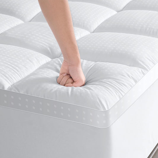 MEROUS Twin Mattress Topper Pillow Top 900GSM Extra Thick 5D+7D Ultra Soft & Breathable Mattress Pad Cover for Back Pain with 8-21 Inch Deep Pocket Overfilled Down Alternative Filling(White,Twin)